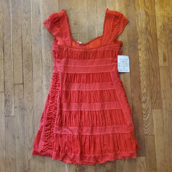 Free People Alicia Lace Mini Dress, red Sz 12 NWT! - Picture 10 of 10